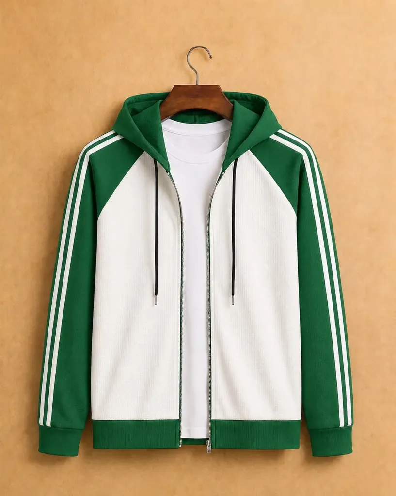 Men Colour-blocked Hooded Track Jackets