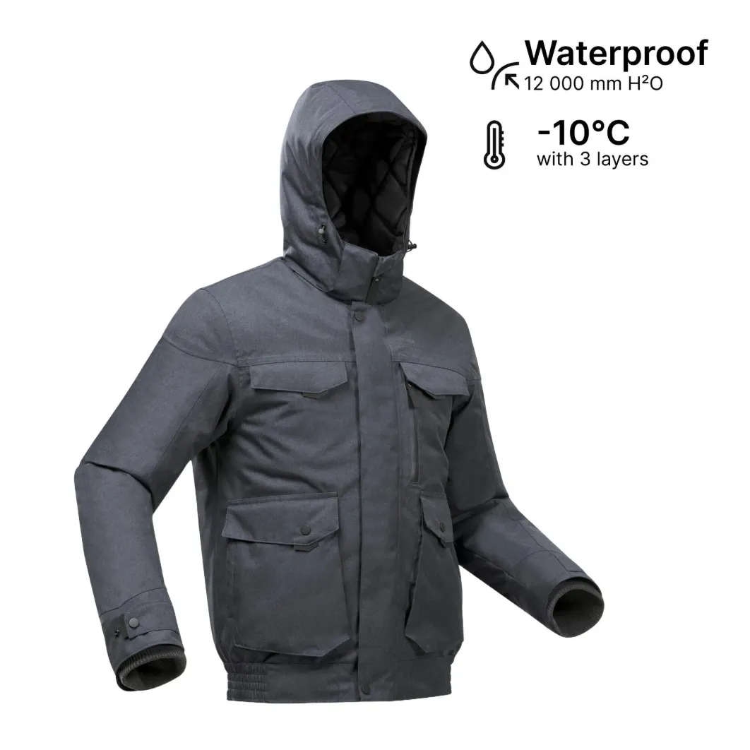 Men Winter Hiking Jacket Snow & Waterproof -10°C Black (XS)