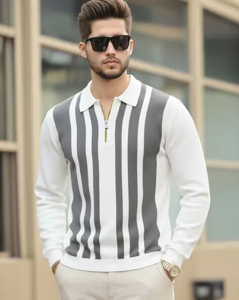 Men Striped Regular Fit Polo T-Shirt