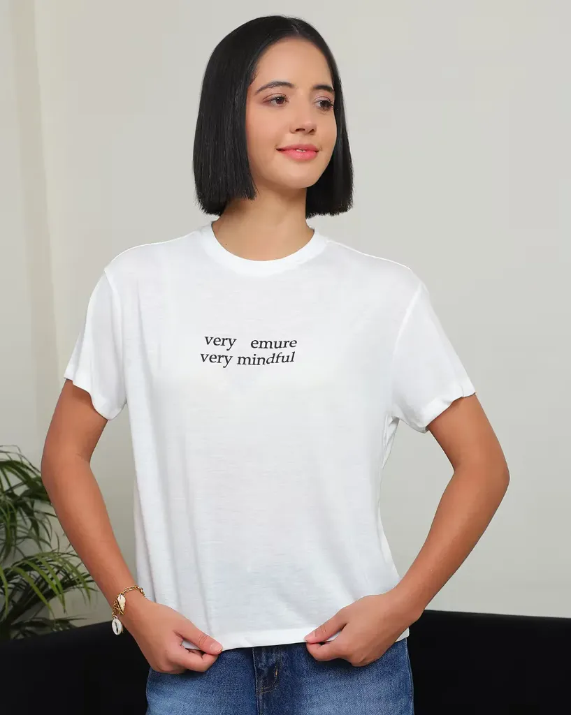 Shein Short Sleeve Typographic Chest Print Crew Tshirt (XS, WHITE)
